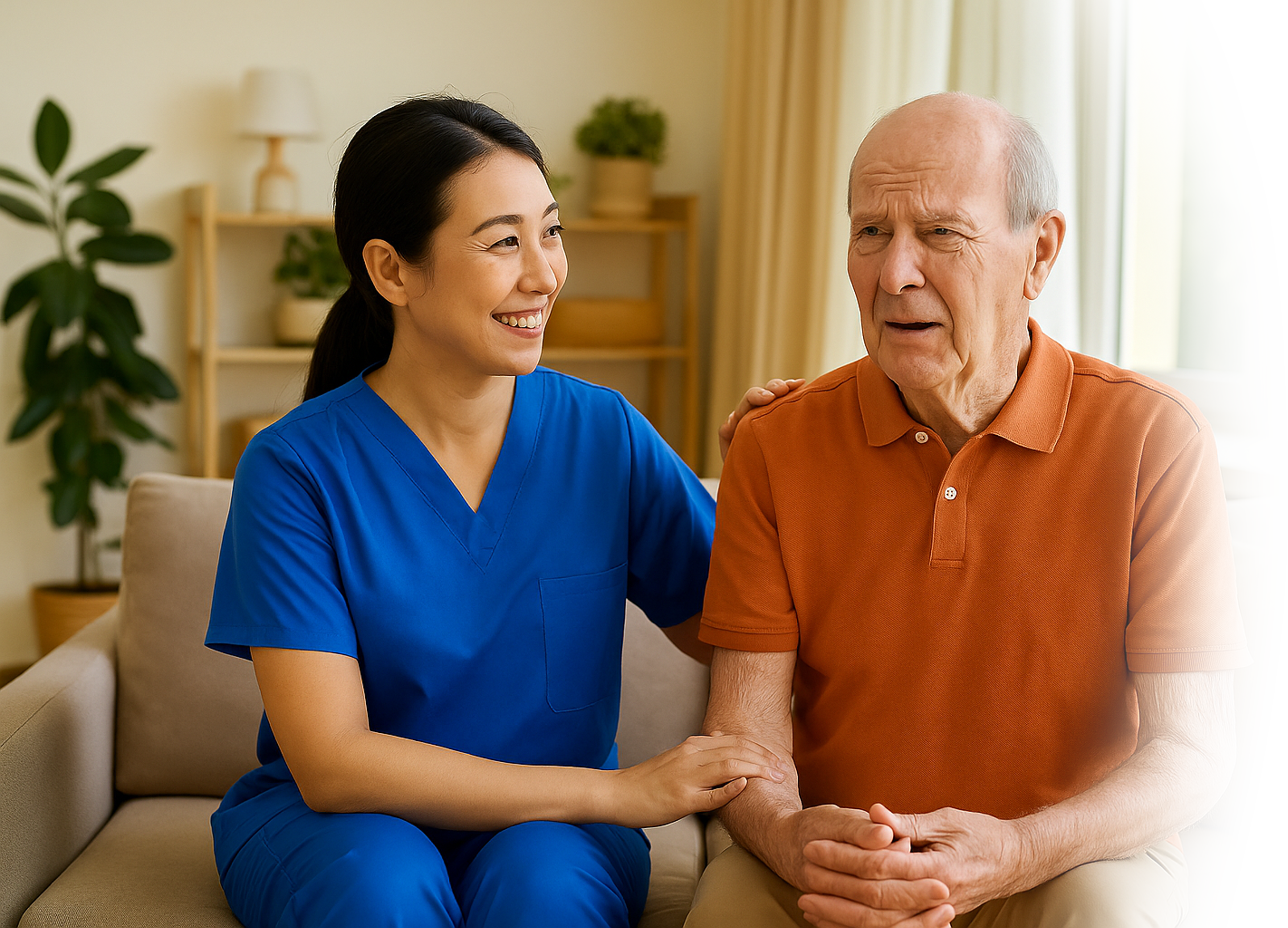 Believe Home Care providing mobility and safety support for a senior living with Parkinson's